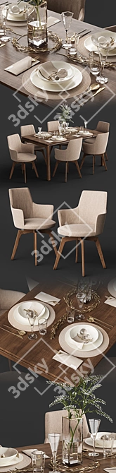 Elegant Venjakob Alexia Chair & Dining Table Set 3D model image 2