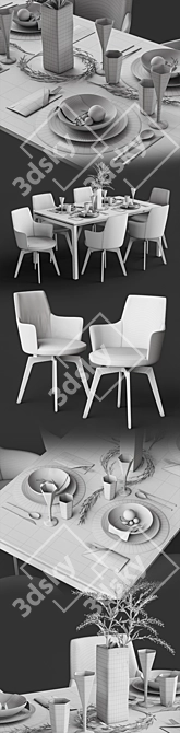 Elegant Venjakob Alexia Chair & Dining Table Set 3D model image 3