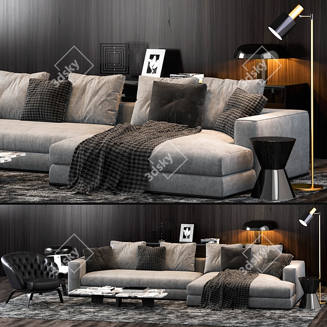 Elegant Minotti Hamilton Sofa 3D model image 1