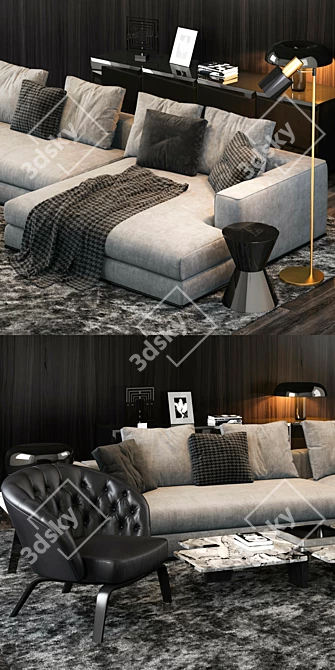 Elegant Minotti Hamilton Sofa 3D model image 2