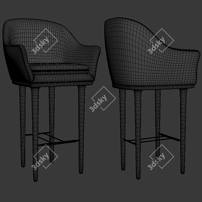 Modern Lunar Bar Chair- Sleek and Stylish Seating 3D model image 2