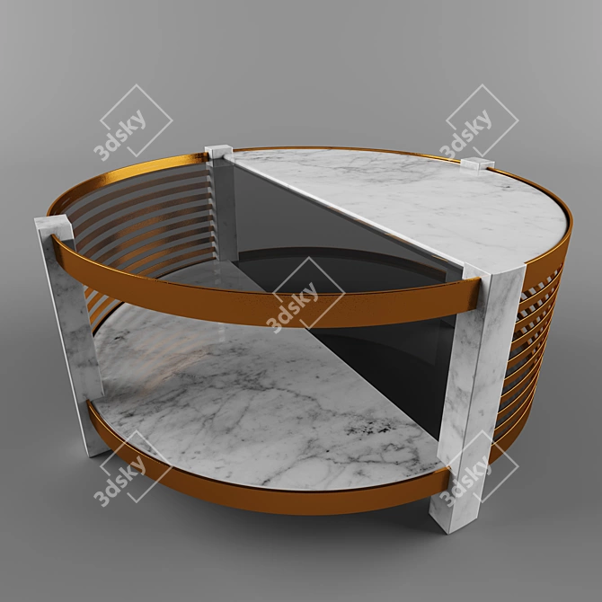 Marble and Glass Round Coffee Table 3D model image 1