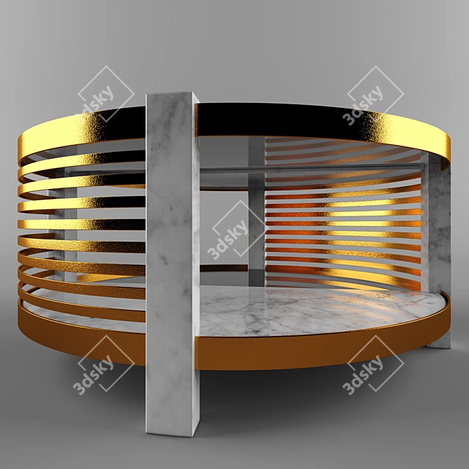 Marble and Glass Round Coffee Table 3D model image 2