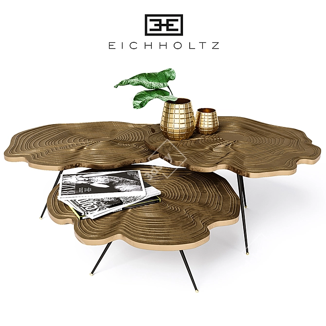 Elegant Brass Coffee Table 3D model image 1