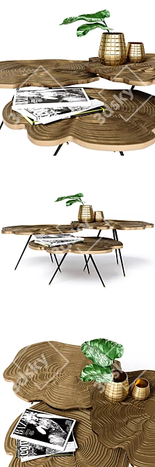 Elegant Brass Coffee Table 3D model image 2