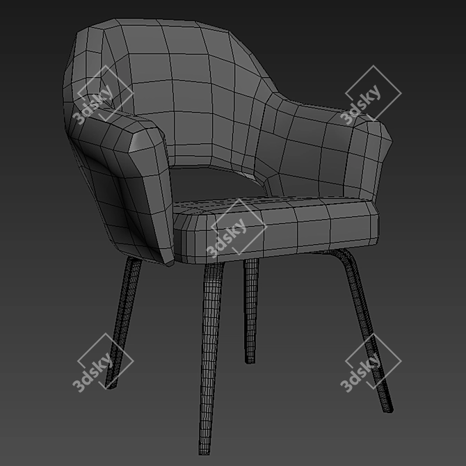 Elegant Saarinen Wood Leg Armchair 3D model image 2