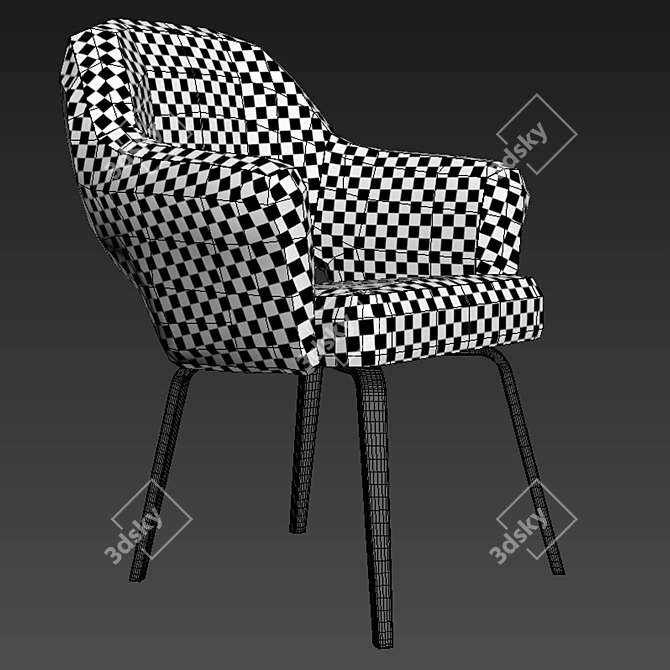 Elegant Saarinen Wood Leg Armchair 3D model image 3