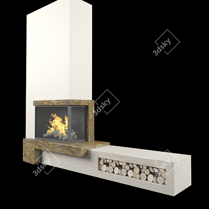 Modern Style Fireplace 3D model image 3