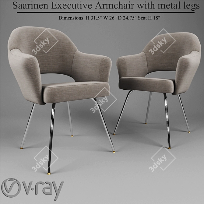 Modern Saarinen Metal Leg Armchair 3D model image 1