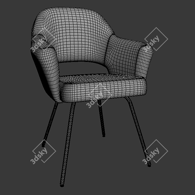 Modern Saarinen Metal Leg Armchair 3D model image 2