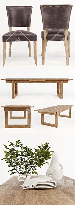 Modern Causeway Dining Set 3D model image 2