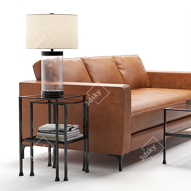 Pottery Barn Jake Set: 3D sectional, coffee table, lamp & decor 3D model image 3