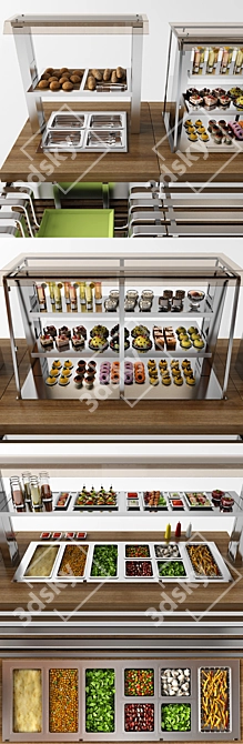 Regata Food Distribution Line: Display Stand, Refrigerated Showcase, Marmit 3D model image 2