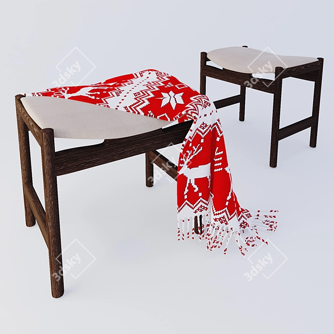 Cozy Textile Seat Stool 3D model image 1