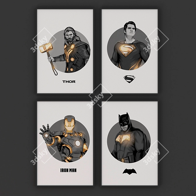 Modern Heroes Painting Set 3D model image 1