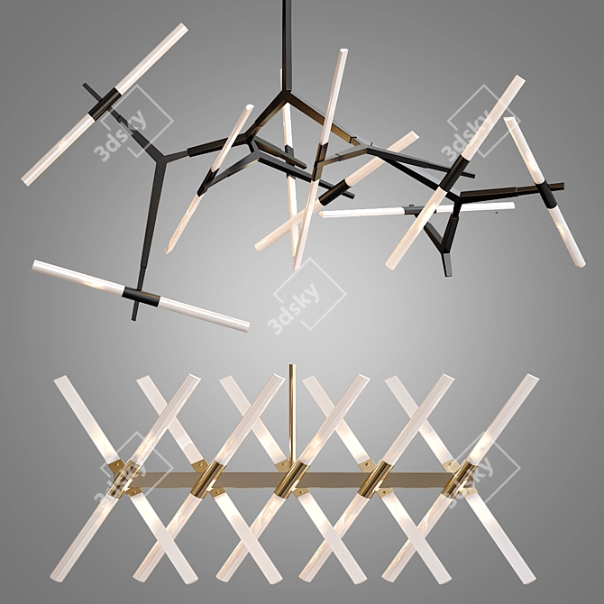 Elegant Agnes Chandelier Collection 3D model image 2