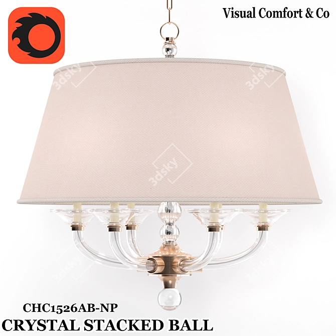Elegant Crystal Ball Pendant 3D model image 1