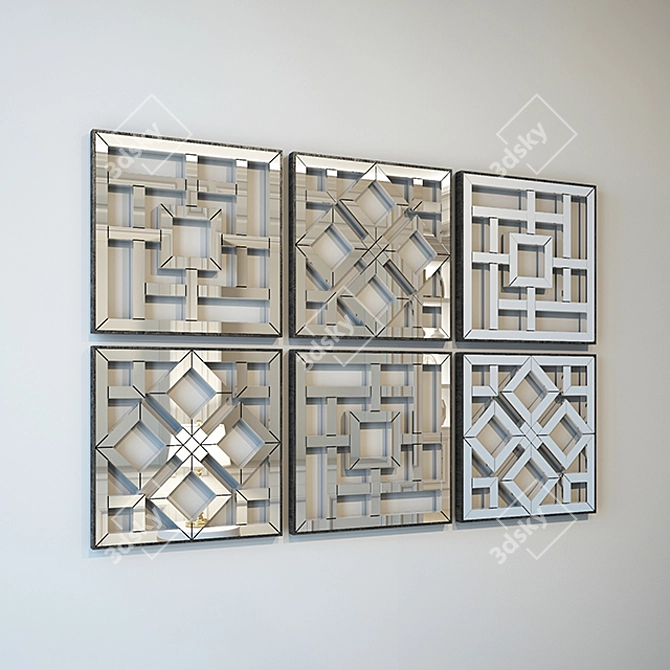 Handcrafted Arabesque Mirror Set 3D model image 1