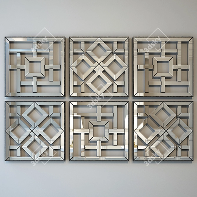 Handcrafted Arabesque Mirror Set 3D model image 2