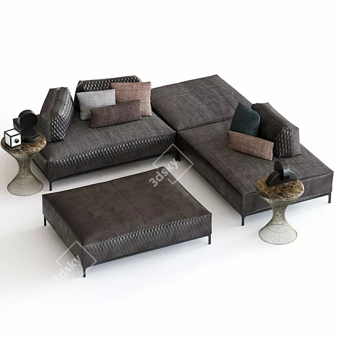 Italian Style: Sanders Sofa & Iva Table 3D model image 1