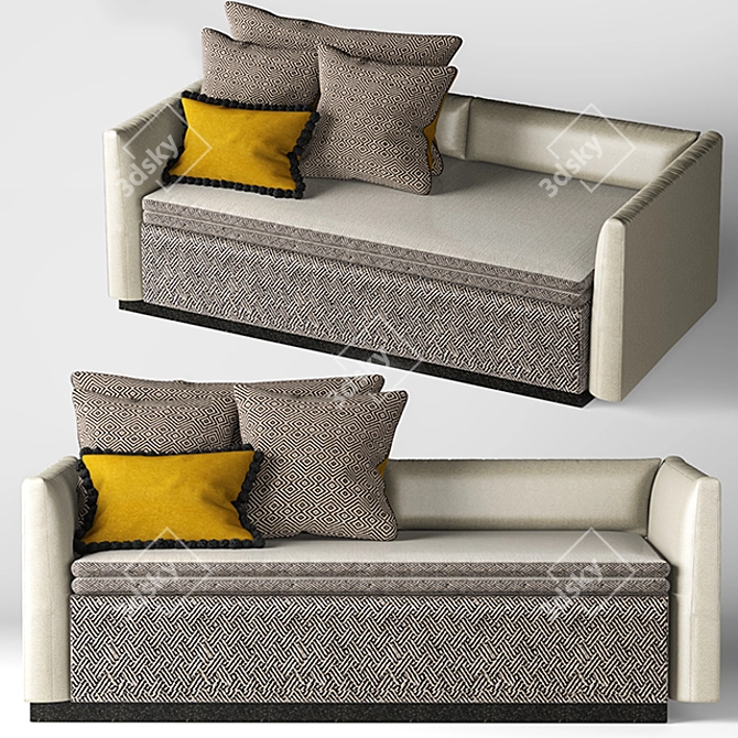 2 Seater Sofa Bed Set 3D model image 1