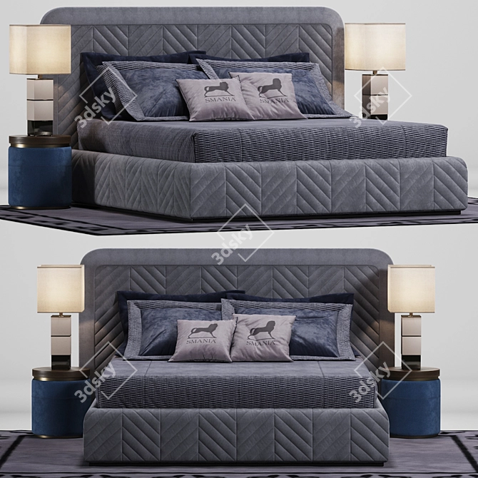 Elegant Harrison Bed 3D model image 1