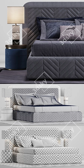 Elegant Harrison Bed 3D model image 2