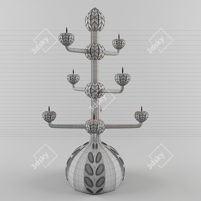 Gilded White Candle Holder 3D model image 3