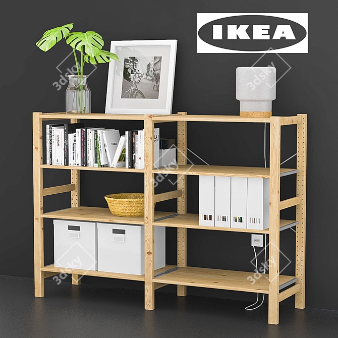 Stylish IKEA IVAR Storage with Decor 3D model image 1