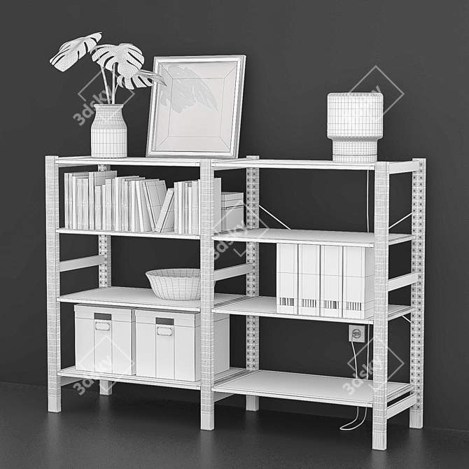 Stylish IKEA IVAR Storage with Decor 3D model image 2