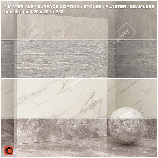 Seamless Stone and Plaster Set 3D model image 1