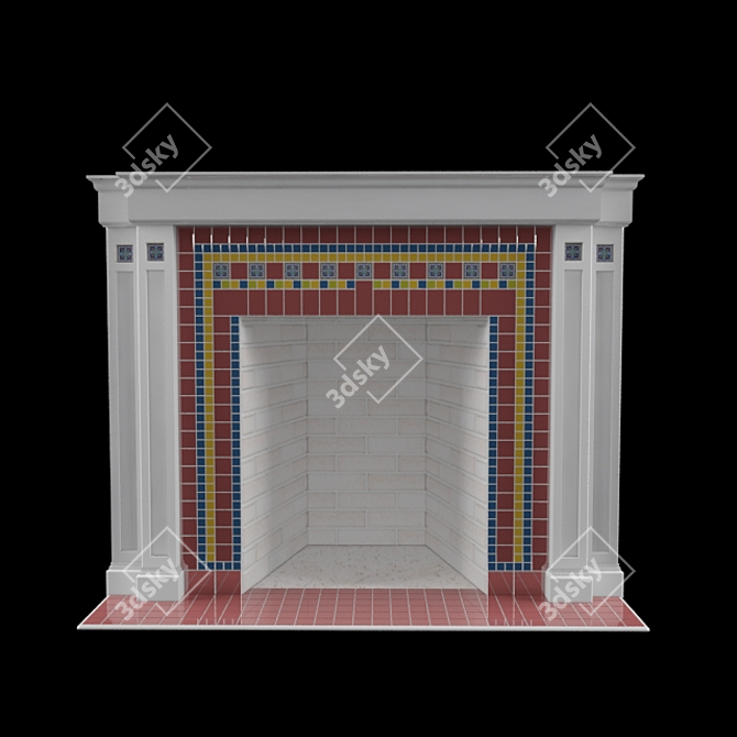 Geometry Ceramic Fireplace Portal 3D model image 1