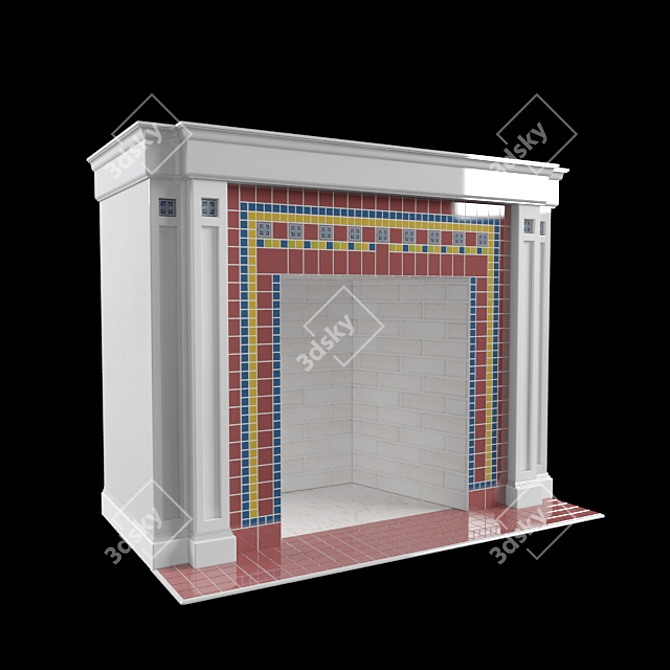 Geometry Ceramic Fireplace Portal 3D model image 2