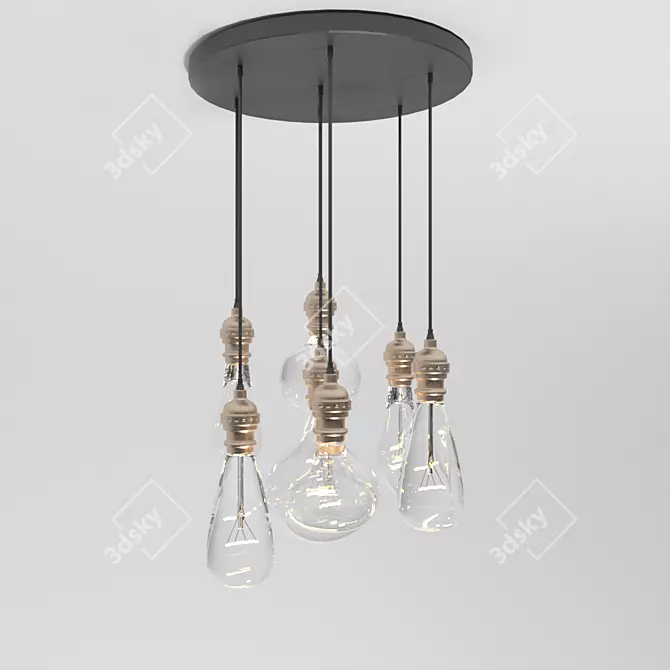 Title: Loft-Inspired Bulb Cluster Pendant 3D model image 1