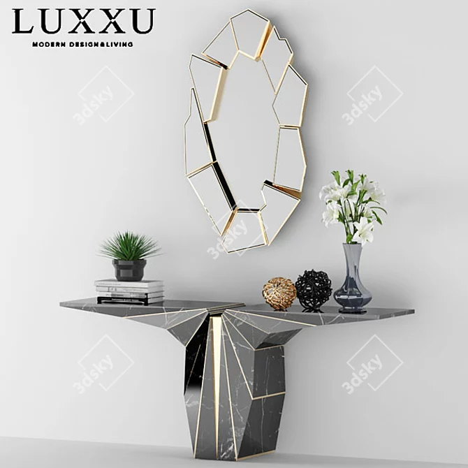 Luxury Console, Mirror & Wall Light Set 3D model image 1