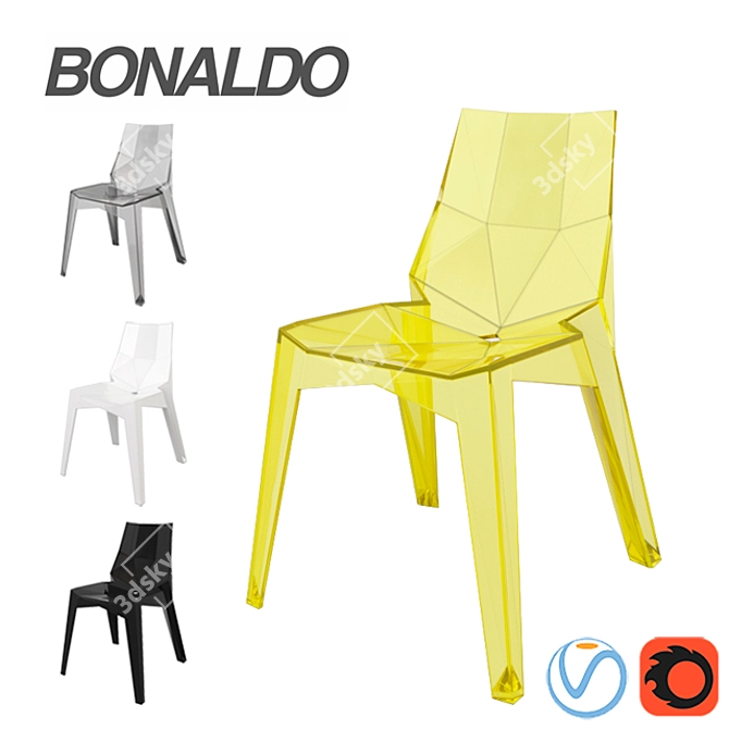 Bonaldo Poly: Contemporary Chair in Glossy Polycarbonate and Polyamide 3D model image 1