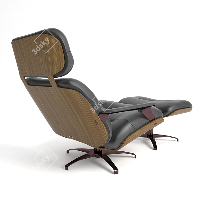 Athea Leather Pivoting Armchair & Ottoman 3D model image 2