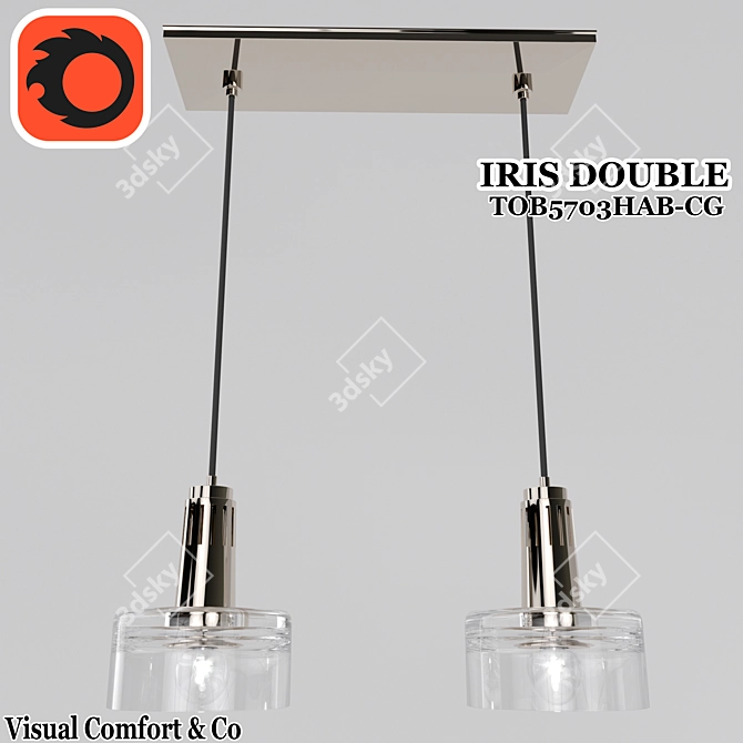 Elegant Iris Double Pendant Light 3D model image 1