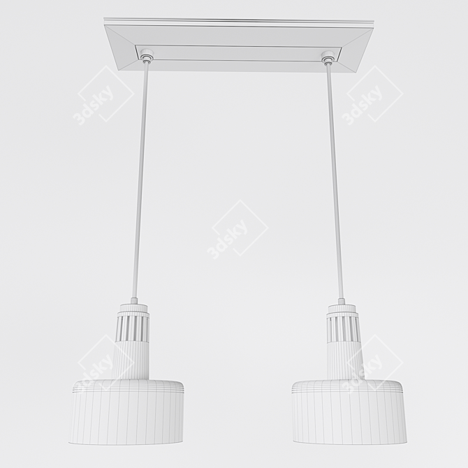 Elegant Iris Double Pendant Light 3D model image 2