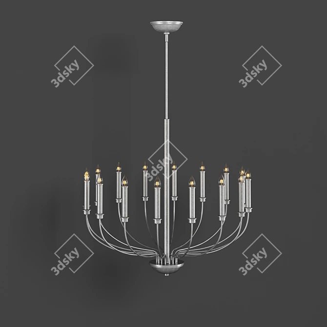 Sleek Silver Ceiling Lamp 3D model image 1