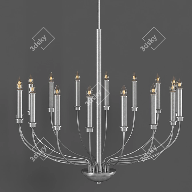 Sleek Silver Ceiling Lamp 3D model image 2