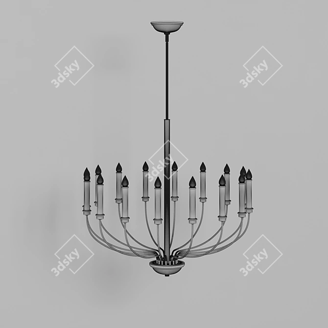 Sleek Silver Ceiling Lamp 3D model image 3