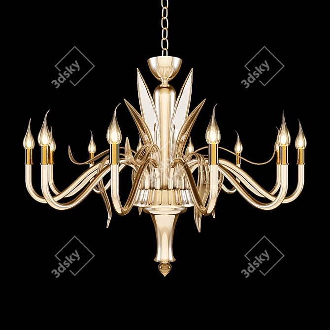 Elegant Murano Glass 12-Light Chandelier 3D model image 1