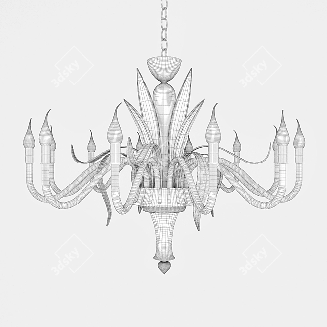 Elegant Murano Glass 12-Light Chandelier 3D model image 2