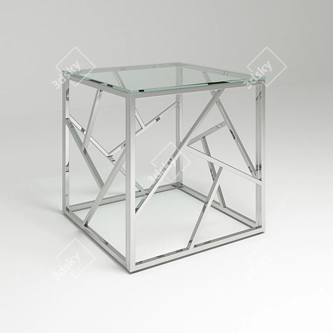 Modern Metal and Glass Lamp Table 3D model image 1