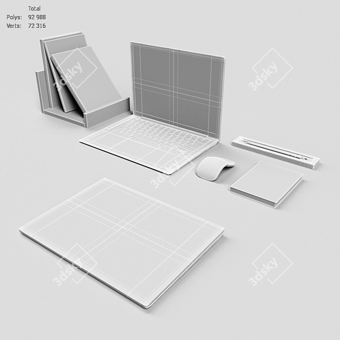 Stylish Study Space 3D model image 2