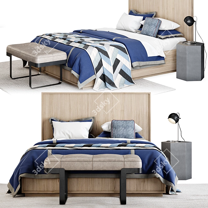 Elegant Meier Panel Bed 3D model image 1