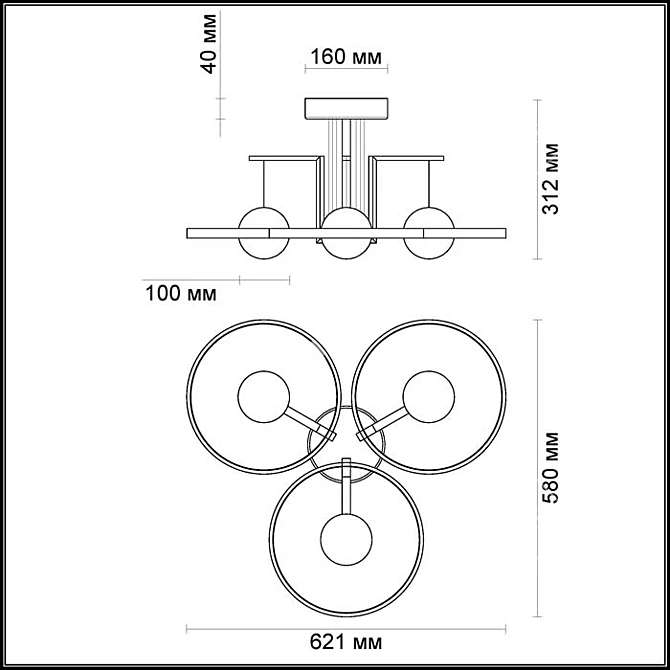 Elegant Black Chandelier | ODEON LIGHT LOND 3D model image 2