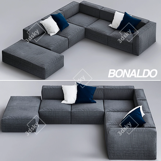 Elegant Bonaldo Sofa Upholstered in Luxurious Fabric 3D model image 1