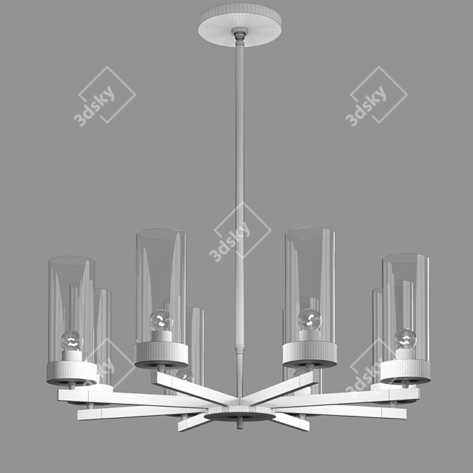 Sleek 60s Mod Chandelier 3D model image 2